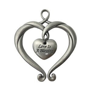 Pewter Open Heart Dangle Ornament Love is a Blessing